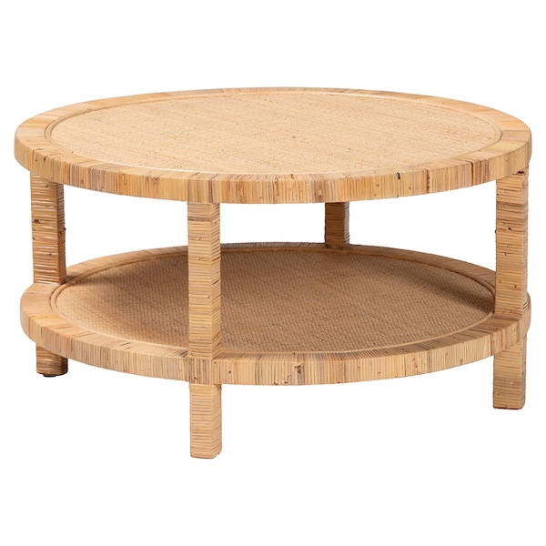 Bali & Pari Kalimantan Bohemian Light Honey Rattan and Mahogany Wood Coffee Table 245-13734-ZORO - main